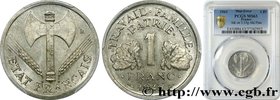 FRENCH STATE
Type : 1 franc Francisque, légère, flan mince / poids léger 
Date : 1943 
Quantity minted : --- 
Metal : aluminium 
Diameter : 23 mm...
