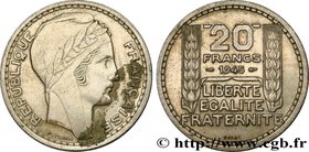 PROVISIONAL GOVERNEMENT OF THE FRENCH REPUBLIC
Type : Essai de 20 francs Turin en cupro-nickel 
Date : 1945 
Mint name / Town : Paris 
Quantity mi...