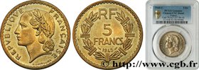 PROVISIONAL GOVERNEMENT OF THE FRENCH REPUBLIC
Type : 5 francs Lavrillier, bronze-aluminium 
Date : 1945 
Mint name / Town : Castelsarrasin 
Quant...