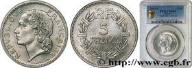 PROVISIONAL GOVERNEMENT OF THE FRENCH REPUBLIC
Type : 5 francs Lavrillier, aluminium 
Date : 1945 
Mint name / Town : Castelsarrasin 
Quantity min...