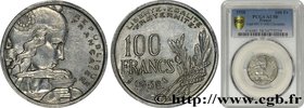 IV REPUBLIC
Type : 100 francs Cochet, chouette 
Date : 1958 
Quantity minted : 2.646.500 
Metal : copper nickel 
Diameter : 24 mm
Orientation di...