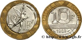 V REPUBLIC
Type : 10 francs Génie de la Bastille, FAUTÉE, coeur en nickel décentré 
Date : 1989 
Mint name / Town : Pessac 
Quantity minted : --- ...