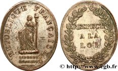 THE CONVENTION
Type : Médaille, Respect à la loi 
Date : c.1793 
Metal : silver plated copper 
Diameter : 52,94 mm
Weight : 27,34 g.
Edge : liss...