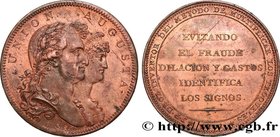 SPAIN - KINGDOM OF SPAIN - CHARLES IV
Type : Médaille, Union Augusta 
Date : 1801 
Metal : copper 
Diameter : 39,5 mm
Weight : 26,16 g.
Edge : i...