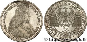 GERMANY
Type : 5 Mark Markgrafe Ludwig Wilhelm von Baden 
Date : 1955 
Quantity minted : 198000 
Metal : silver 
Millesimal fineness : 625 ‰
Dia...