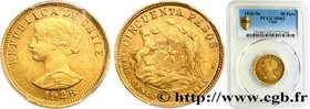 CHILE
Type : 50 Pesos or 
Date : 1926 
Mint name / Town : Santiago 
Quantity minted : 126000 
Metal : gold 
Millesimal fineness : 900 ‰
Diamete...