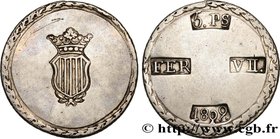 SPAIN - FERDINAND VII - SIEGE OF TARRAGONA
Type : 5 Pesetas 
Date : 1809 
Mint name / Town : Tarragone 
Quantity minted : --- 
Metal : silver 
D...