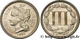 UNITED STATES OF AMERICA
Type : 3 Cents 
Date : 1865 
Mint name / Town : Philadelphie 
Quantity minted : 11382000 
Metal : copper nickel 
Diamet...