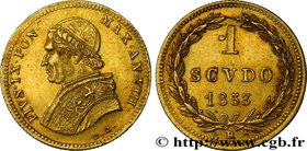 VATICAN AND PAPAL STATES
Type : 1 scudo Pie IX 
Date : an IX 
Mint name / Town : Rome 
Quantity minted : 97380 
Metal : gold 
Millesimal finenes...