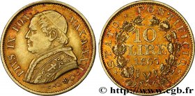 VATICAN AND PAPAL STATES
Type : 10 Lire Pie IX an XXII 
Date : an XXIV 
Mint name / Town : Rome 
Quantity minted : 9176 
Metal : gold 
Millesima...