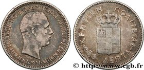 PRINCIPALITY OF CRETE - PRINCE GEORGE
Type : 50 Lepta 
Date : 1901 
Mint name / Town : Paris 
Quantity minted : 600000 
Metal : silver 
Millesim...