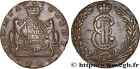 RUSSIA - SIBERIA
Type : 10 Kopecks Catherine II 
Date : 1781 
Mint name / Town : Kolyvan 
Metal : copper 
Diameter : 46,5 mm
Orientation dies : ...