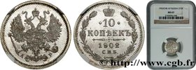 RUSSIA
Type : 10 Kopecks 
Date : 1902 
Mint name / Town : Saint-Petersbourg 
Quantity minted : 17000009 
Metal : silver 
Millesimal fineness : 5...