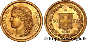 SWITZERLAND - CONFEDERATION OF HELVETIA
Type : 20 Francs Helvetia 
Date : 1886 
Mint name / Town : Berne 
Quantity minted : 250000 
Metal : gold ...