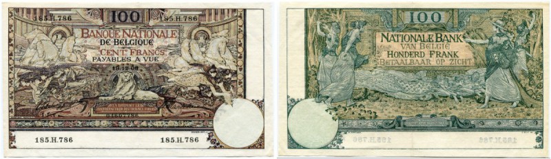 Belgien 
 Banque Nationale de Belgique. 
 100 Francs 1908, 19. Dezember. Pick ...