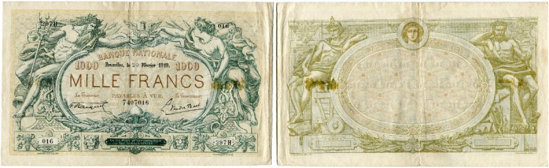 Belgien 
 Banque Nationale de Belgique. 
 100 Francs 1919, 20. Februar. Pick 8...