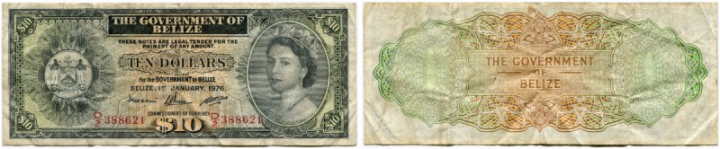 Belize 
 Government of Belize 
 10 Dollars 1976, 1. Januar. Pick 36c. Selten /...