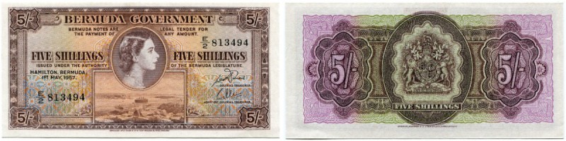 Bermudas 
 British Government 
 Bermuda Government. 
 5 Shillings 1957, 1. Ma...