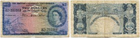 Britisch Caribbean Territories 
 2 Dollars 1953, 5. Januar. Pick 8a. Selten. IV+ / better than fine.