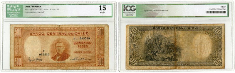 Chile 
 Republik 
 Banco Central de Chile. 
 500 Pesos = 50 Condores 1943, 18...