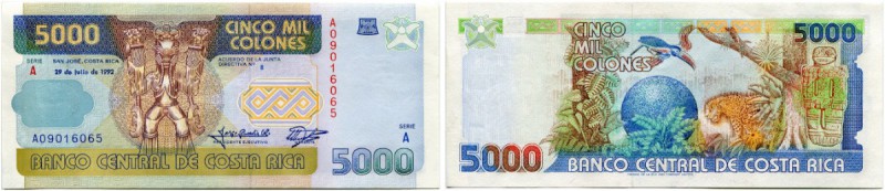 Costa Rica 
 Republik 
 Banco Central de Costa Rica. 
 5000 Colones 1992, 29 ...