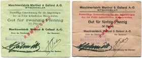 Deutschland vor 1918 
 Geldscheine aus der Zeit des 1. Weltkriegs 
 Notgeld. 
 Lot o. J. / ND (1914). Bitschschweiler/Maschinenfabrik Martinot & Ga...