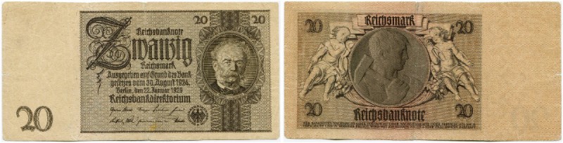 Deutschland nach 1918 
 Deutsche Reichsbank 1924-1945 
 20 Reichsmark 1929, 22...
