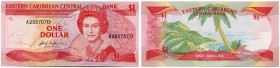 Eastern Caribbean States / Karibische Staaten 
 St. Vincent & Grenadinen 
 Lot o. J. / ND (1985-1988). Dominica . 1 Dollar. Grenada . 1 Dollar. St. ...