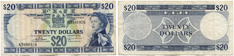 Fiji 
 Republik ab 1974 
 20 Dollars o. J. / ND (1974). Pick 75c. III / very f...