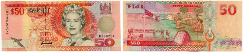 Fiji 
 Republik ab 1974 
 50 Dollars o. J. / ND (1995). Signatur: Kuabuabola. ...
