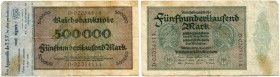 Frankreich 3. Republik (1870-1940) 
 Varia. Satirische Werbung auf einem deutschen Geldschein der Inflation/satirical advertisement overprint on a Ge...