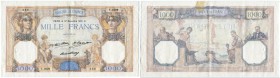 Frankreich 3. Republik (1870-1940) 
 Banque de France. 
 1000 Francs 1931, 12. November. Pick 79b. Nadellöcher; reparierter Riss / pin holes; tear r...