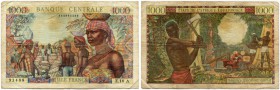 Frankreich / Französische Territorien 
 Banque Centrale des États de l'Afrique Équatoriale 
 Tschad (Symbol A). 
 1000 Francs o. J. / ND (1963). Pi...