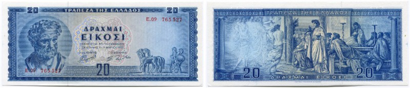 Griechenland 
 Bank von Griechenland 
 20 Drachmen 1955, 1. März. Pick 190a. S...