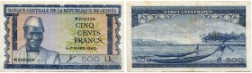 Guinea 
 Republik 
 Lot 1960, 1. März. 500 Francs & 1000 Francs. Pick 14, 15. IV-II / fine-very fine.(2)