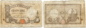Italien 
 Königreich 
 Biglietti di Stato. 
 100 Lire 1919, 13. November. Gavello 180; Pick 39f. Kl. Löcher / some holes. IV / fine.