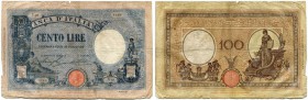 Italien 
 Königreich 
 Biglietti di Stato. 
 100 Lire 1926, 18. November. Gavello 225; Pick 50a. Nadellöcher, kl. Risschen / pin holes, some small ...