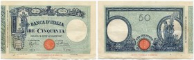 Italien 
 Königreich 
 Biglietti di Stato. 
 50 Lire 1934, 17. Juli. Gavello 99; Pick 47c. II / extremely fine.