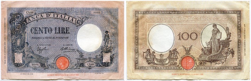 Italien 
 Königreich 
 Biglietti di Stato. 
 100 Lire 1934, 17. Oktober. Gave...