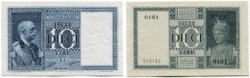 Italien 
 Königreich 
 Biglietti di Stato. 
 Lot 1935 XII. 10 Lire vom 18. Juni 1935. 2 Expl. mit Serien# 0161: 572193 & 572195. Gavello 50; Pick 2...