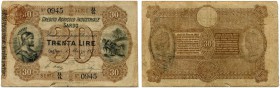 Italien 
 Königreich 
 Credito Agricolo Industriale Sardo. 
 30 Lire 1874, 1. März. Sign. Bao/Corla/Boy Pick S925; Gavello 41. ICG 20. IV / fine.
