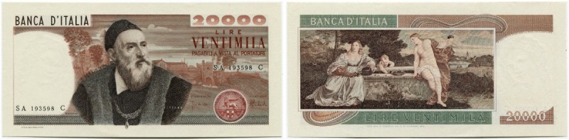 Italien 
 Republik 
 Banca d'Italia. 
 20000 Lire 1975, 21 Februar. Gavello 6...