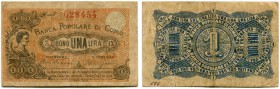 Italien 
 Notgeld verschiedener Städte 
 Banca Populare di Como. 
 1 Lira o. J. / ND (1868). Gavello 318. Selten / rare. kl. Ziffer 339 mit Tinte a...