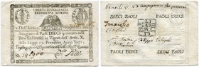 Italien 
 Notgeld verschiedener Städte 
 Banca Populare di Como. 
 Lot 1798 und später. Prima Republica Romana . 10 Paoli anno 7 (1798). Rückseite ...