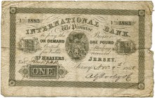 Jersey 
 International Bank. 
 1 Pound 1865, 9. November. Pick S161. V+ / better than very good.