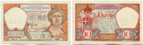 Jugoslawien 
 Nationalbank der Serben, Kroaten und Slowenen 
 10 Dinara 1926, 26. Mai. Pick 25. -II / nearly extremely fine.