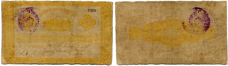 Kolumbien 
 Banco de Oriente. 
 5 Pesos 1887, 25. Februar. Pick S698. ICG 10. ...