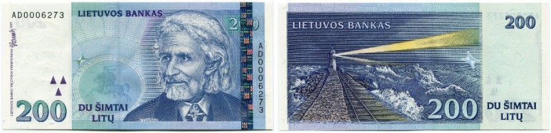Litauen 
 Republik 
 Lietuvos Bankas. 
 200 Litu 1997. Pick 63. I / uncircula...