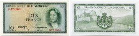 Luxemburg 
 Grossherzogtum 
 Lot o. J. / ND und 1963, 18. September. 10 Francs o. J. 20 Francs o. J. & 100 Francs vom 18. Sept. 1963. Pick 48, 49, 5...