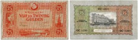 Niederlande 
 Königreich 
 Niederländische Bank. 
 25 Gulden 1921, 23. November. Variante: AMSTERDAM 17 mm breit. Mevius 73-1a; Pick 36a. III+ / be...